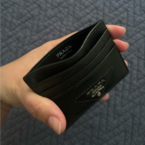 Prada Leather Card Holder Wallet, Black - Picture 2 of 12